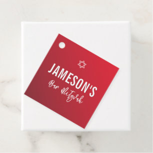 BAR MITZVAH moderne ster rode bordeauxgradiënt Bedankjes Labels