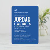 BAR MITZVAH moderne ster royal blue white Kaart (Staand voorkant)