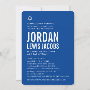 BAR MITZVAH moderne ster royal blue white Kaart