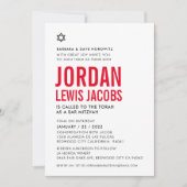 BAR MITZVAH moderne ster, zwart wit rood Kaart (Voorkant)