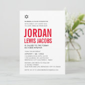BAR MITZVAH moderne ster, zwart wit rood Kaart (Staand voorkant)
