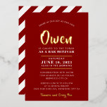 BAR MITZVAH moderne, stijlvolle kalligrafie-agundy Folie Uitnodiging<br><div class="desc">door kat massard Sophisticated uitnodiging met 'giny gold foil' voor de MITZVAH viering van je kind. Eenvoudig de sjabloon zelf per e-mail bij te werken voor overeenkomende objecten en alternatieve kleurenschema's - kat@simplysweetpaperie.com</div>