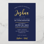 BAR MITZVAH moderne stijlvolle kalligrafie marine  Folie Uitnodiging<br><div class="desc">door kat massard Sophisticated uitnodiging met 'giny gold foil' voor de MITZVAH viering van je kind. Eenvoudig de sjabloon zelf per e-mail bij te werken voor overeenkomende objecten en alternatieve kleurenschema's - kat@simplysweetpaperie.com</div>