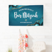 Bar Mitzvah Moderne Turquoise Ombre Agaat Schrift Spandoek (Insitu)