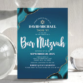 Bar Mitzvah Moderne Turquoise Ombre Agaat Script Kaart
