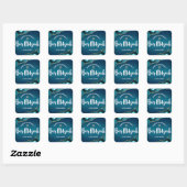 Bar Mitzvah Moderne Turquoise Ombre Agaat Script Vierkante Sticker (Vel)