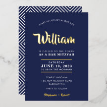 BAR MITZVAH moderne typografie kalligrafie navy