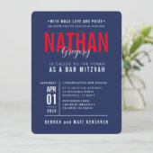 BAR MITZVAH moderne vette bloklettertype navyblauw Kaart (Staand voorkant)