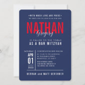 BAR MITZVAH moderne vette bloklettertype navyblauw Kaart (Voorkant)