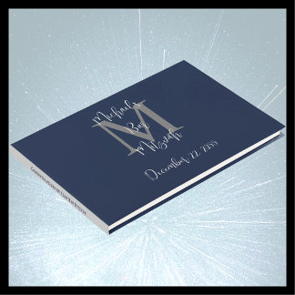 Bar Mitzvah Monogram Blauw Grijs Wit Inloggen Gastenboek