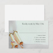 Bar Mitzvah Motifs in Waterverf RSVP (Voorkant / Achterkant)