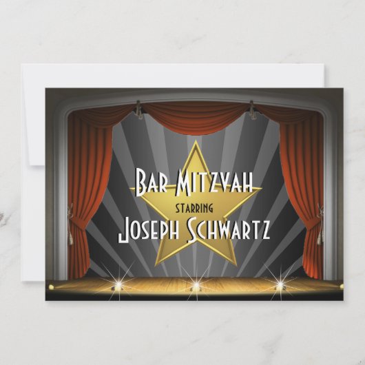 Bar Mitzvah Movie Star Uitnodiging (Voorkant)