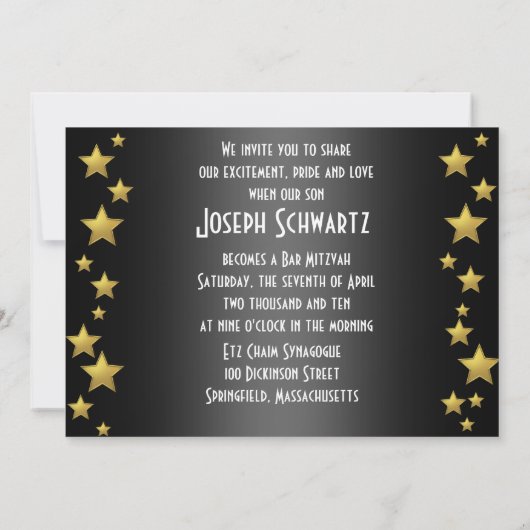 Bar Mitzvah Movie Star Uitnodiging (Achterkant)