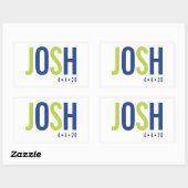 BAR MITZVAH NAAM LOGO smart royal blue lime groen Rechthoekige Sticker (Vel)