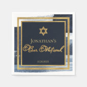 Bar Mitzvah Napkins | Waterverf Abstract Blauw Servet (Voorkant)