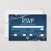 Bar Mitzvah Navy Blau Ombre Agate Script Menu (Voorkant)