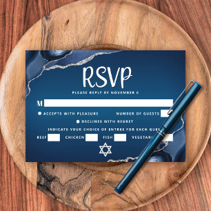 Bar Mitzvah Navy Blau Ombre Agate Script Menu