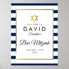 Bar Mitzvah Navy Blau Wit Goud Welkomstbord Poster