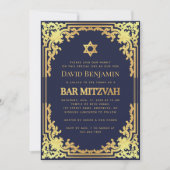 Bar Mitzvah Navy Blauw Faux Goud  Religious Kaart (Voorkant)