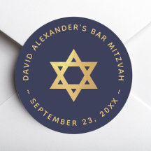 Bar Mitzvah Navy Blauwe Nep Goud Folie Ster van Da