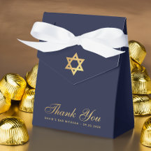 Bar Mitzvah Navy Blauwe Nep Gouden Ster Bedankt