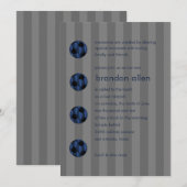 Bar Mitzvah Navy Blue en Black Voetbal Kaart (Voorkant / Achterkant)