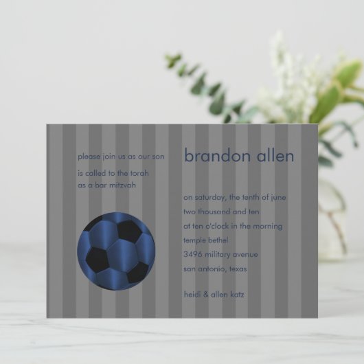 Bar Mitzvah Navy Blue en Black Voetbal Kaart (Staand voorkant)