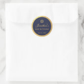 Bar Mitzvah Navy Blue Faux Gold Elegant Script Ronde Sticker (Tas)