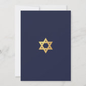 Bar Mitzvah Navy Blue Faux Gold Foil Star of David Kaart (Achterkant)