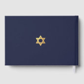 Bar Mitzvah Navy Blue Faux Gold Star of David Boy Gastenboek (Achterkant)