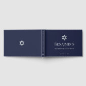 Bar Mitzvah Navy Blue Faux Silver Star of David Gastenboek (Volledig)