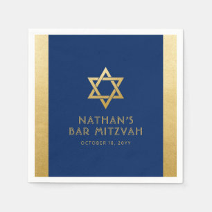 Bar Mitzvah Navy Blue Gold Modern Classic Servet