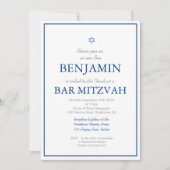 Bar Mitzvah Navy Blue Hebrew Joodse uitnodiging (Voorkant)