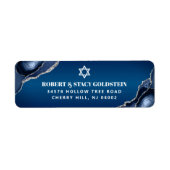 Bar Mitzvah Navy Blue Ombre Agate Return Address Etiket (Voorkant)