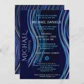 Bar Mitzvah Navy Blue Prayer Shawl Kaart (Voorkant / Achterkant)