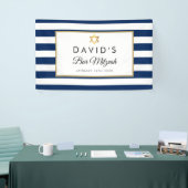 Bar Mitzvah Navy Blue White Stripe Gold Spandoek (Beurs)