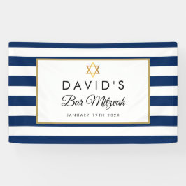 Bar Mitzvah Navy Blue White Stripe Gold Spandoek