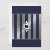 Bar Mitzvah Navy en Silver Stripe Star van David Kaart (Voorkant)