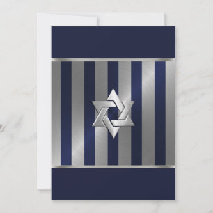 Bar Mitzvah Navy en Silver Stripe Star van David Kaart