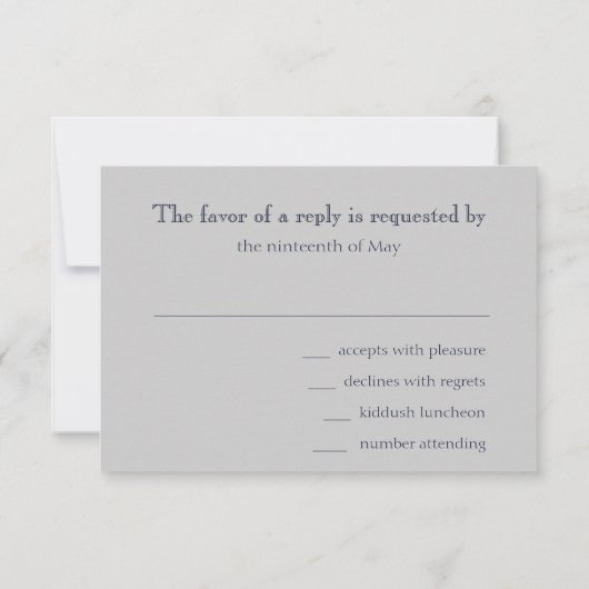 Bar Mitzvah Navy en Silver Stripe Star van David RSVP Kaartje (Achterkant)