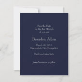 Bar Mitzvah Navy en Silver Stripe Star van David Save The Date (Achterkant)
