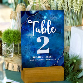 Bar Mitzvah Navy Galaxy Waterverf Agate Script Kaart