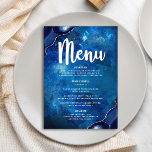 Bar Mitzvah Navy Galaxy Waterverf Agate Script Menu