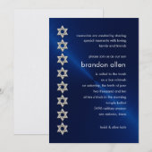 Bar Mitzvah Navy Sheen Silver Stars van David Kaart (Voorkant / Achterkant)