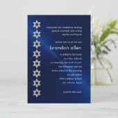 Bar Mitzvah Navy Sheen Silver Stars van David Kaart (Staand voorkant)