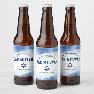 Bar Mitzvah Navy Typografie Bold Blue Folie Modern Bier Etiket