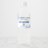 Bar Mitzvah Navy Typografie Bold Blue Folie Modern Waterfles Etiket (Voorkant)
