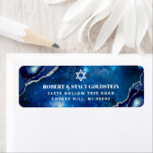 Bar Mitzvah Navy Waterverf Agate Return Address Etiket (Insitu)