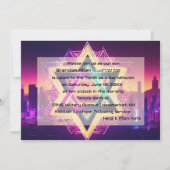 Bar Mitzvah Neon City Skyline Kaart (Voorkant)