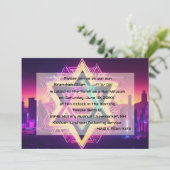 Bar Mitzvah Neon City Skyline Kaart (Staand voorkant)